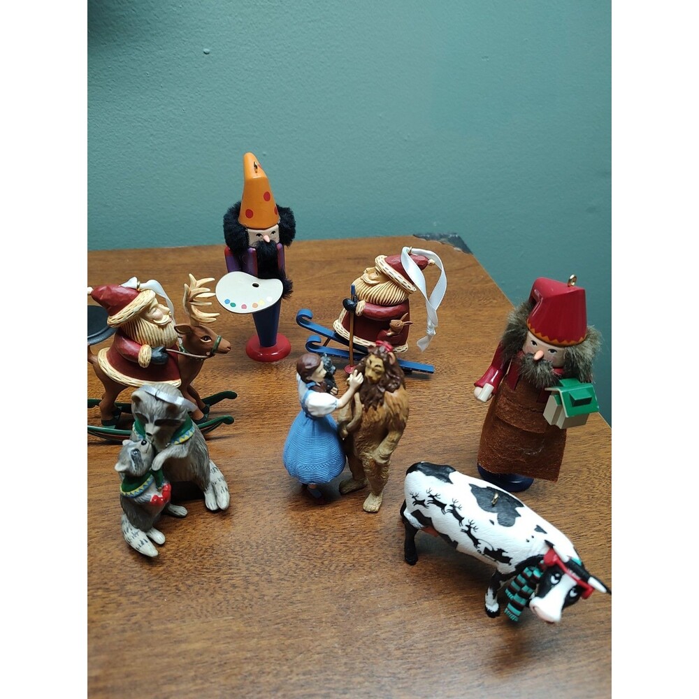 7 Hallmark Christmas ornament lot Wizard Oz cow raccoon nutcracker Santa Claus
